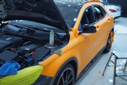 수원랩핑 벤츠 CLA 45 AMG 무광 오렌지 전체랩핑 / 화성, 동탄, 용인, 오산