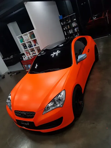 [랩샵]수원랩핑 제네시스쿠페 3M1080 Satin Neon Orange 전체랩핑 / 수원시 영통구 이의동