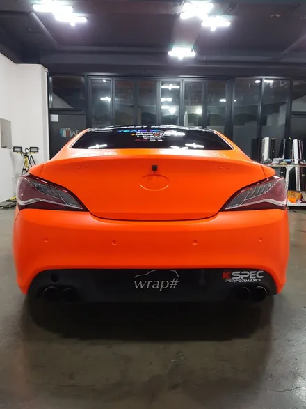 [랩샵]수원랩핑 제네시스쿠페 3M1080 Satin Neon Orange 전체랩핑 / 수원시 영통구 이의동