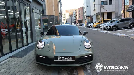 [랩스타일 코리아] 포르쉐 911 카레라 4s(992) 이노즈텍 카키 그린 컬러 체인지 전체랩핑 feat. 전체 PPF 제거 / 김포시 마산동