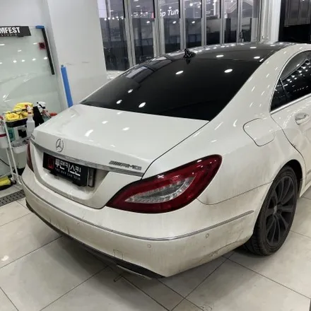 목동랩핑 벤츠 CLS 63 amg 사틴블랙 전체랩핑 크롬죽이기 반무광블랙 검정색랩핑 / 경기 부천