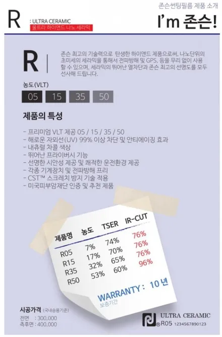 [코란도]존슨R농도 35%,존슨Sg농도 10%,파인뷰LX2000/솔라가드프리미엄 존슨썬팅/안양썬팅전문/썬팅팩토리 / 안양 박달동