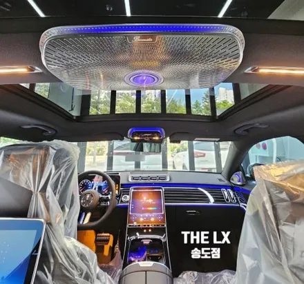 인천 벤츠 S클래스 S500 액티브 엠비언트, 4D부메스터, 천장 부메스터 스피커, 피아노라커트림 교체 시공 / 인천 연수구 송도동