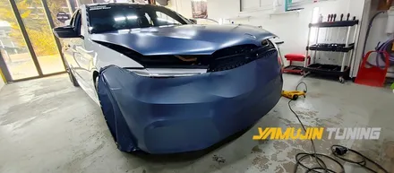 BMW M5 전체랩핑 에이버리 사틴 그레이 블루 랩핑이 주는 은은한 화사함 / 포천, 양주, 의정부, 동두천