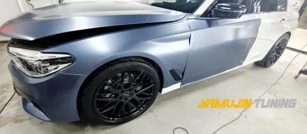 BMW M5 전체랩핑 에이버리 사틴 그레이 블루 랩핑이 주는 은은한 화사함 / 포천, 양주, 의정부, 동두천