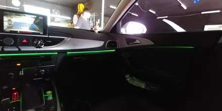 아우디 A6 A7 순정 엠비언트 vs 3세대 RGB 광섬유 엠비언트 무드등 LED (야무진튜닝) / 포천, 양주, 의정부, 동두천