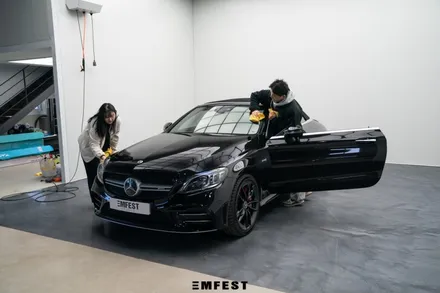 분당랩핑 벤츠 W205 C43AMG카브리올레전체랩핑 이노즈텍 메탈릭 펄화이트 / 용인시 처인구 포곡읍