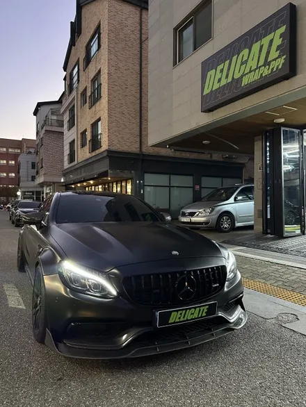수원/광교/용인 벤츠 C63 AMG 전체 랩핑 제거 / 전체 사틴블랙 랩핑 시공 ! / 수원, 광교, 영통, 기흥, 수지, 동탄