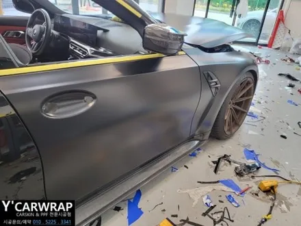 BMW M3 자동차 전체랩핑 :) 타이니봇 사틴블랙 + 트론 데칼 포인트 시공! / 화성 동탄치동천로