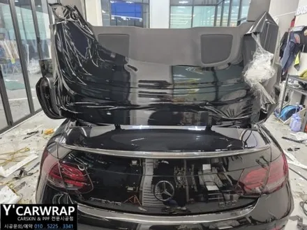 벤츠 C63 AMG 컨버터블 올블랙 컨셉 랩핑 :) 크롬죽이기 + 라이트 스모그 PPF 필름 시공 / 화성 동탄치동천로