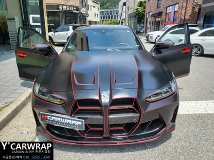 BMW M3 자동차 전체랩핑 :) 타이니봇 사틴블랙 + 트론 데칼 포인트 시공! / 화성 동탄치동천로