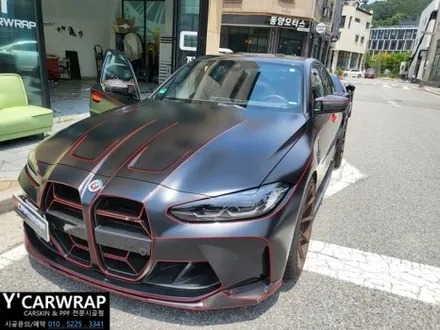BMW M3 자동차 전체랩핑 :) 타이니봇 사틴블랙 + 트론 데칼 포인트 시공! / 화성 동탄치동천로