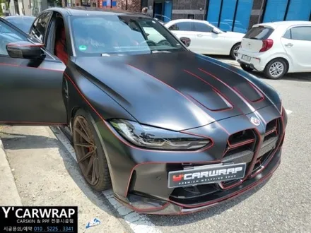 BMW M3 자동차 전체랩핑 :) 타이니봇 사틴블랙 + 트론 데칼 포인트 시공! / 화성 동탄치동천로