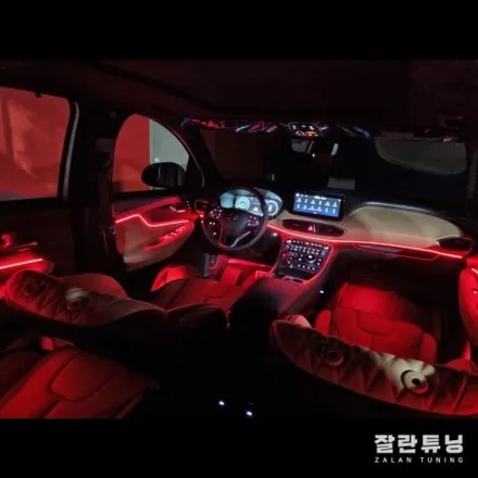 더뉴싼타페TM엠비언트 깔끔하고 스포티하게 실내튜닝 차분한 단색과 알록달록 무빙을 한번에 평택안성 잘란튜닝 / 경기 안성