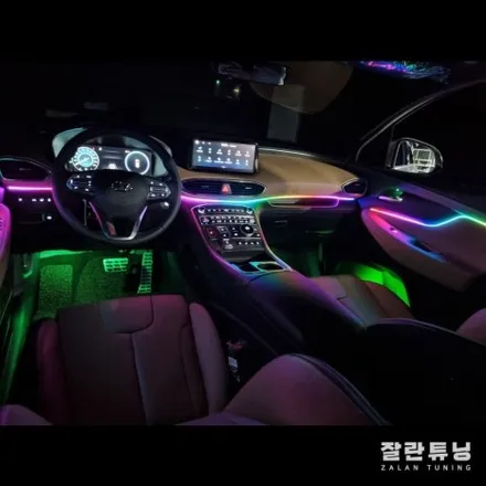 더뉴싼타페TM엠비언트 깔끔하고 스포티하게 실내튜닝 차분한 단색과 알록달록 무빙을 한번에 평택안성 잘란튜닝 / 경기 안성