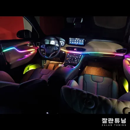 더뉴싼타페TM엠비언트 깔끔하고 스포티하게 실내튜닝 차분한 단색과 알록달록 무빙을 한번에 평택안성 잘란튜닝 / 경기 안성