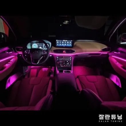 더뉴싼타페TM엠비언트 깔끔하고 스포티하게 실내튜닝 차분한 단색과 알록달록 무빙을 한번에 평택안성 잘란튜닝 / 경기 안성
