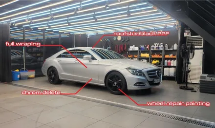 김포 랩핑 전문점 제노사이드 벤츠 W218 CLS250 CDI 3M2080 유광화이트골드스파클 전체랩핑 / 크롬죽이기 / 휠스크레치복원도색 / 김포시 장기동