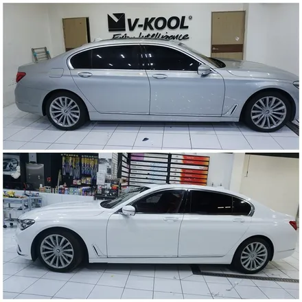 BMW 7시리즈 화이트유광 제주전체랩핑!! / 제주 도남동