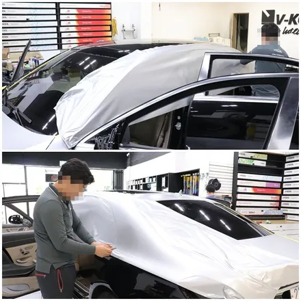 벤츠S600 마이바흐 사틴화이트알루미늄으로 투톤 랩핑! / 제주 도남동