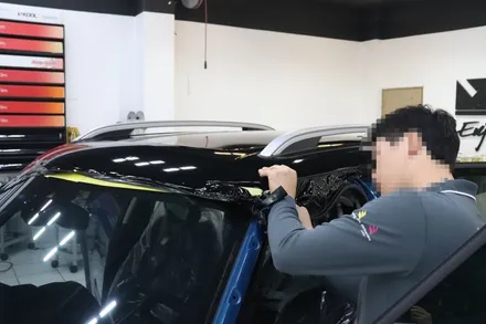 제주 미니 컨트리맨 라인데칼과 루프스킨시공 / 제주 도남동