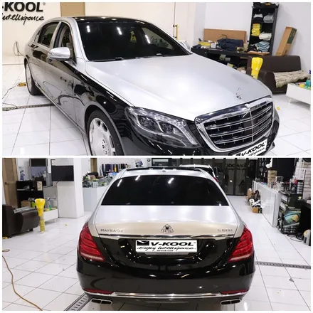 벤츠S600 마이바흐 사틴화이트알루미늄으로 투톤 랩핑! / 제주 도남동