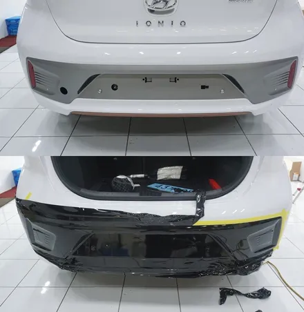 제주랩핑 전기차아이오닉 루프스킨과 범퍼 부분랩핑. / 제주 도남동