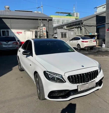 벤츠 c220d 전체랩핑 에이버리 사틴화이트 시공 / 인천 서구