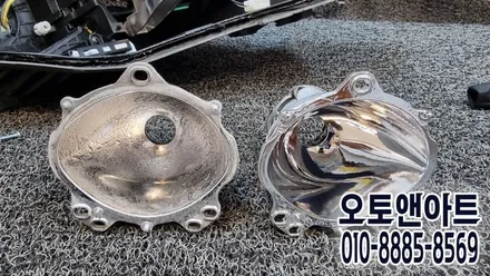 현대 벨로스터 헤드라이트 녹은 반사판 교체, 크롬 증착, LED교체로 정기검사 조도저하 불합격 재검사 했어요 (천안아산 오토앤아트) / 천안,청주,세종,대전